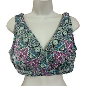 Sz.12*Swimsuits For All*Blue/Purple Abstract-Print Bikini Top ONLY